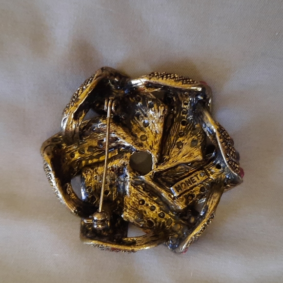 Monet, Red, Pink, And Clear Rinestones Brooch - Picture 2 of 5